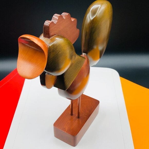 Rooster Wood Original Art Sculpture Artist Lyne Montmeny 2003 Modern Farmhouse - Picture 2 of 13